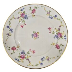 VTG 50's Lamberton Ivory China Marianna Floral Dinner Plate Gold Trim USA 10.5in